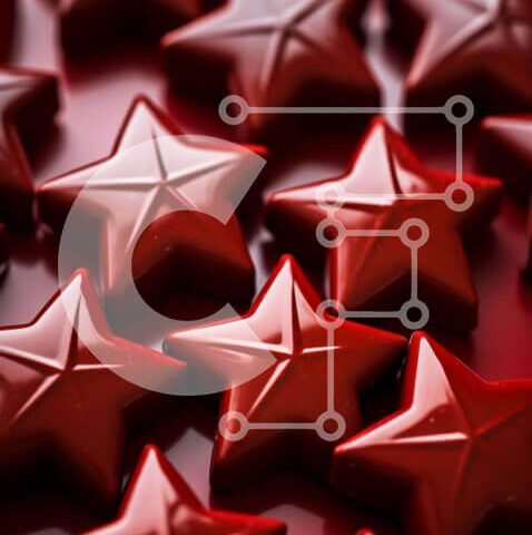 Intra Συλλεκτικό Ξύλινο Παζλ Plywood  4mm - Σοκολατάκια σε σχήμα Κόκκινου Αστέρου τακτοποιημένα ως διακοσμητικά ή δώρα Σε Ξύλινο Κουτί - Διαστάσεις: 10x10 cm – 25 κομμάτια - Image 1