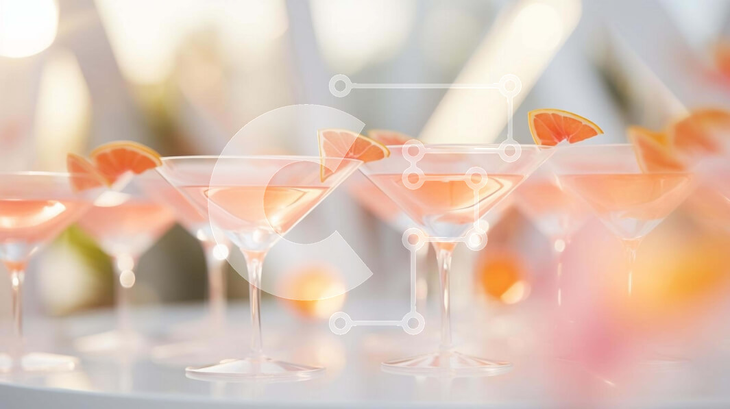 Intra Συλλεκτικό Ξύλινο Παζλ Plywood  4mm - Ροζ ποτήρια Martini με φέτες πορτοκαλιού Σε Ξύλινο Κουτί - Διαστάσεις: 10x10 cm – 25 κομμάτια