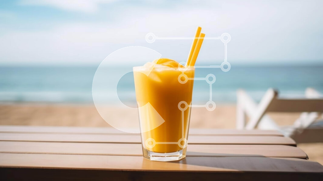 Intra Συλλεκτικό Ξύλινο Παζλ Plywood  4mm - Ποτήρι χυμό πορτοκαλιού κοντά στην παραλία Σε Ξύλινο Κουτί - Διαστάσεις: 10x10 cm – 25 κομμάτια