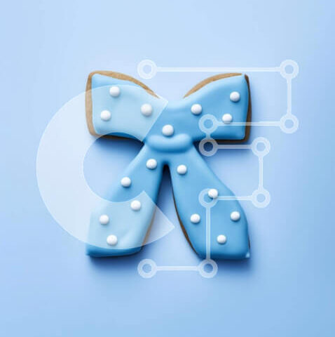 Intra Συλλεκτικό Ξύλινο Παζλ Plywood 4mm - Μπλε μπισκότο με φιόγκο και πουά Σε Ξύλινο Κουτί - Διαστάσεις: 10x10 cm – 25 κομμάτια - Image 1