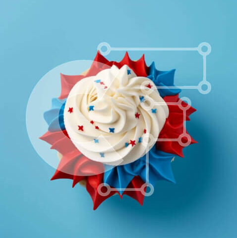 Intra Συλλεκτικό Ξύλινο Παζλ Plywood  4mm - Εορταστικό Cupcake 4ης Ιουλίου Σε Ξύλινο Κουτί - Διαστάσεις: 10x10 cm – 25 κομμάτια - Image 1