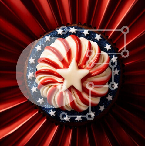 Intra Συλλεκτικό Ξύλινο Παζλ Plywood 4mm - Πατριωτικό Cupcake με διακόσμηση αστεριών Σε Ξύλινο Κουτί - Διαστάσεις: 10x10 cm – 25 κομμάτια - Image 1