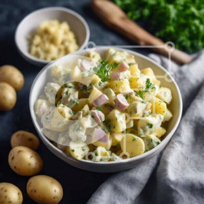 Intra Συλλεκτικό Ξύλινο Παζλ Plywood  4mm - Πατατοσαλάτα με ζαμπόν και μαϊντανό Σε Ξύλινο Κουτί - Διαστάσεις: 10x10 cm – 25 κομμάτια - Image 1