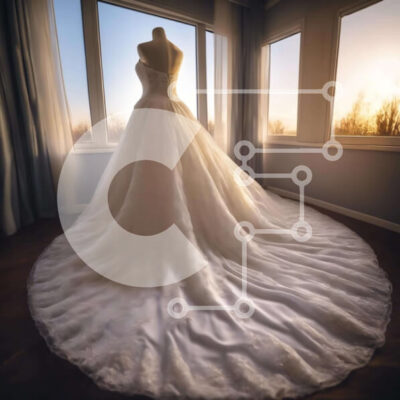 Intra Συλλεκτικό Ξύλινο Παζλ Plywood  4mm - Κομψό νυφικό που εμφανίζεται στη βιτρίνα του καταστήματος Σε Ξύλινο Κουτί - Διαστάσεις: 10x10 cm – 25 κομμάτια - Image 1