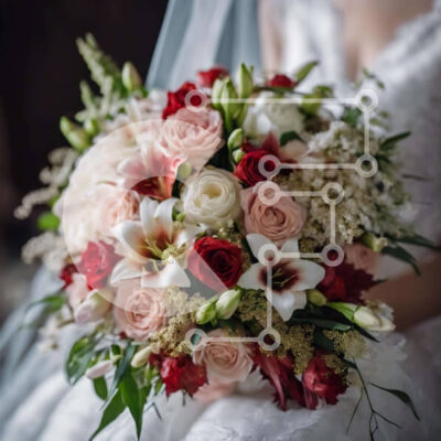 Intra Συλλεκτικό Ξύλινο Παζλ Plywood  4mm - Νύφη κρατώντας μπουκέτο με τριαντάφυλλα και κρίνους Σε Ξύλινο Κουτί - Διαστάσεις: 10x10 cm – 25 κομμάτια - Image 1