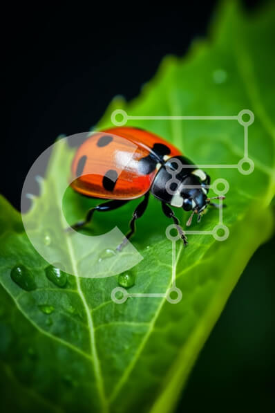 Intra Συλλεκτικό Ξύλινο Παζλ Plywood  4mm - Πασχαλίτσα σε πράσινο φύλλο με σταγόνες βροχής Σε Ξύλινο Κουτί - Διαστάσεις: 10x10 cm – 25 κομμάτια