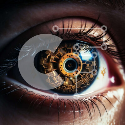 Intra Συλλεκτικό Ξύλινο Παζλ Plywood  4mm - Κοντινό πλάνο του ματιού της γυναίκας με γυαλιά και γρανάζια Σε Ξύλινο Κουτί - Διαστάσεις: 10x10 cm – 25 κομμάτια - Image 1