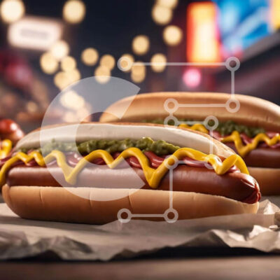 Intra Συλλεκτικό Ξύλινο Παζλ Plywood  4mm - Χοτ ντογκ με μουστάρδα και κέτσαπ σε χαρτί με φώτα νέον Σε Ξύλινο Κουτί - Διαστάσεις: 10x10 cm – 25 κομμάτια - Image 1