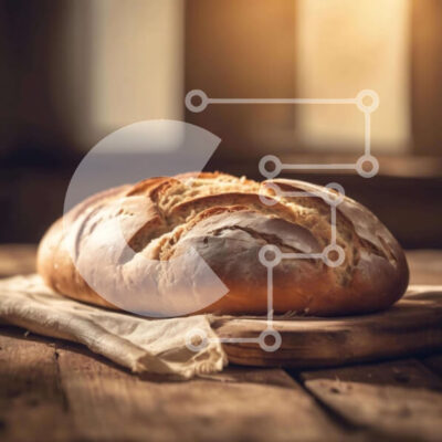 Intra Συλλεκτικό Ξύλινο Παζλ Plywood 4mm - Φρεσκοψημένο ψωμί σε ξύλινη σανίδα κοπής Σε Ξύλινο Κουτί - Διαστάσεις: 10x10 cm – 25 κομμάτια - Image 1