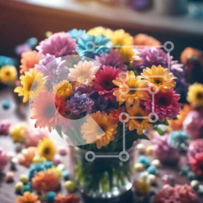 Intra Συλλεκτικό Ξύλινο Παζλ Plywood  4mm - Πολύχρωμο βάζο με λουλούδια Σε Ξύλινο Κουτί - Διαστάσεις: 10x10 cm – 25 κομμάτια - Image 1