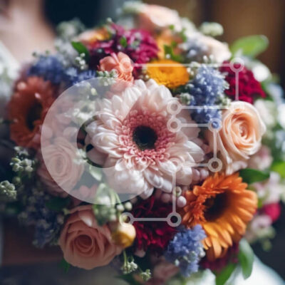 Intra Συλλεκτικό Ξύλινο Παζλ Plywood  4mm - Ζωντανό μπουκέτο λουλουδιών που κρατά η νύφη Σε Ξύλινο Κουτί - Διαστάσεις: 10x10 cm – 25 κομμάτια - Image 1