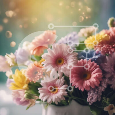 Intra Συλλεκτικό Ξύλινο Παζλ Plywood  4mm - Πολύχρωμη ανθοσυνθέσεις σε λευκό βάζο Σε Ξύλινο Κουτί - Διαστάσεις: 10x10 cm – 25 κομμάτια - Image 1