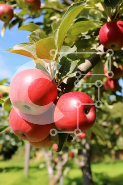 Intra Συλλεκτικό Ξύλινο Παζλ Plywood  4mm - Κόκκινα μήλα που μεγαλώνουν σε ένα δέντρο σε έναν οπωρώνα Σε Ξύλινο Κουτί - Διαστάσεις: 10x10 cm – 25 κομμάτια