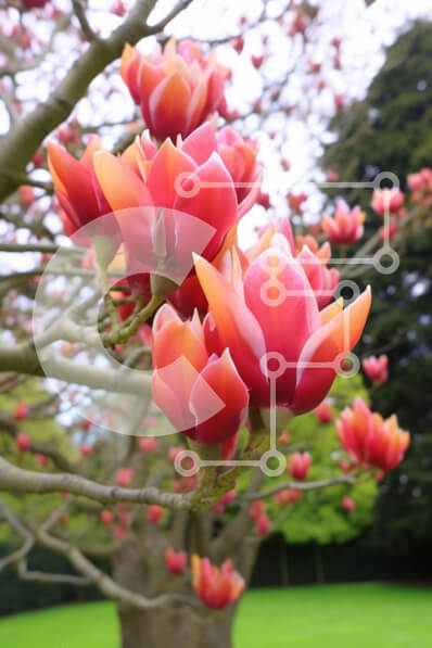 Intra Συλλεκτικό Ξύλινο Παζλ Plywood  4mm - Δέντρο με τα ζωντανά κόκκινα λουλούδια την άνοιξη Σε Ξύλινο Κουτί - Διαστάσεις: 10x10 cm – 25 κομμάτια