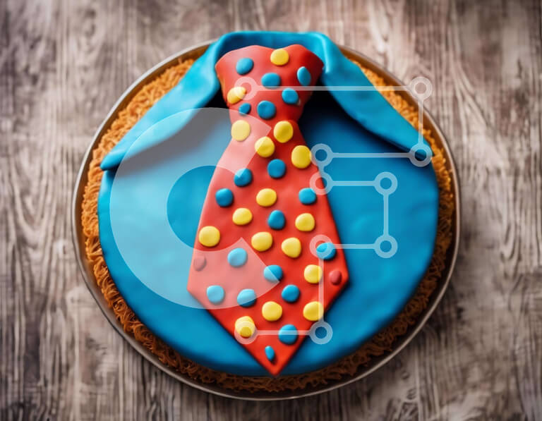 Intra Συλλεκτικό Ξύλινο Παζλ Plywood  4mm - Πολύχρωμο κέικ σε σχήμα γραβάτας σε ξύλινο τραπέζι Σε Ξύλινο Κουτί - Διαστάσεις: 10x10 cm – 25 κομμάτια