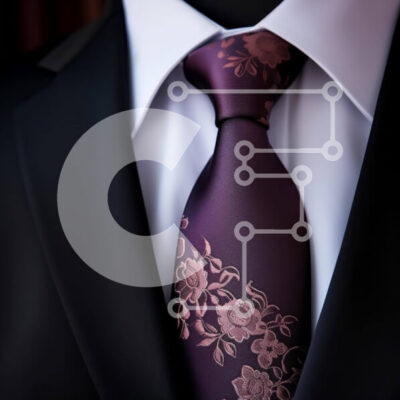 Intra Συλλεκτικό Ξύλινο Παζλ Plywood  4mm - Κομψά προσαρμοσμένο κοστούμι με μωβ φλοράλ γραβάτα Σε Ξύλινο Κουτί - Διαστάσεις: 10x10 cm – 25 κομμάτια - Image 1