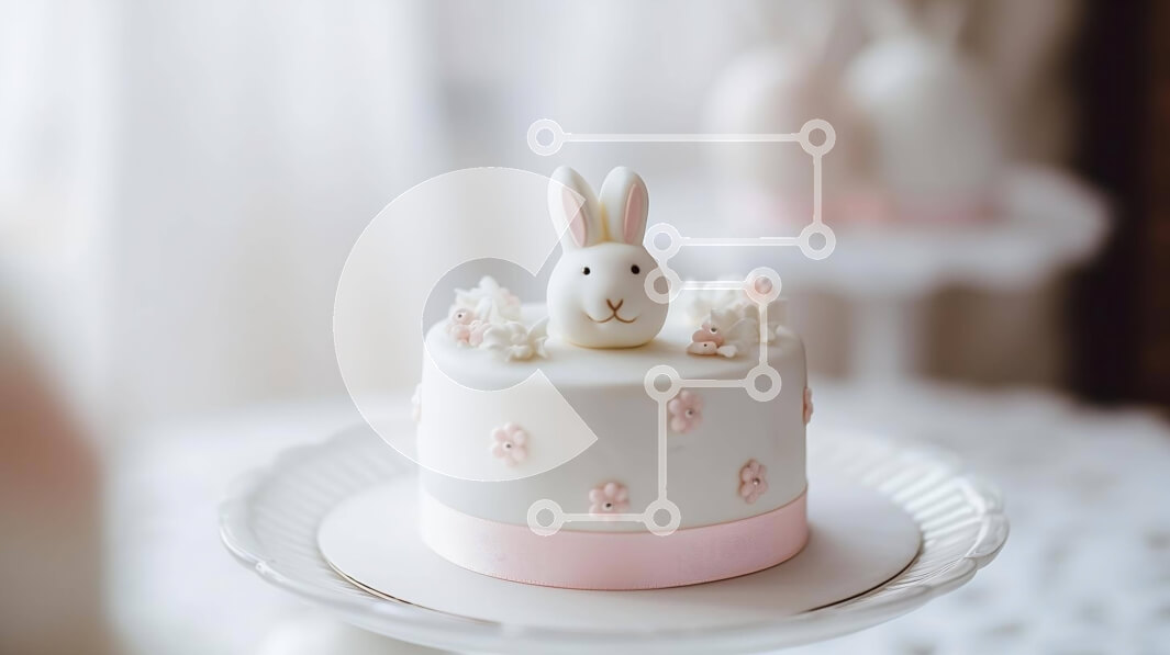 Intra Συλλεκτικό Ξύλινο Παζλ Plywood  4mm - Λευκό κέικ σε σχήμα λαγουδάκι με ροζ και λευκά διακοσμητικά Σε Ξύλινο Κουτί - Διαστάσεις: 10x10 cm – 25 κομμάτια