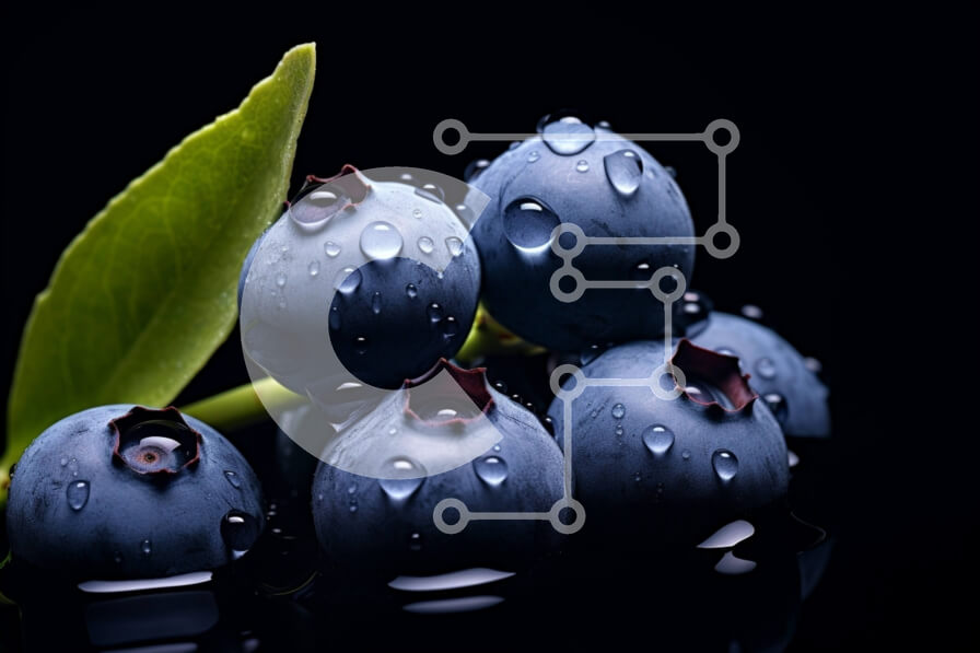 Intra Συλλεκτικό Ξύλινο Παζλ Plywood  4mm - Φρέσκα βακκίνια με σταγονίδια νερού σε μαύρο φόντο Σε Ξύλινο Κουτί - Διαστάσεις: 10x10 cm – 25 κομμάτια