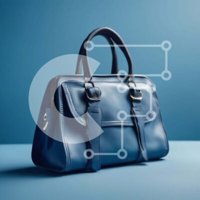 Intra Συλλεκτικό Ξύλινο Παζλ Plywood  4mm - Μπλε τσάντα σε αφηρημένο μπλε φόντο Σε Ξύλινο Κουτί - Διαστάσεις: 10x10 cm – 25 κομμάτια - Image 1