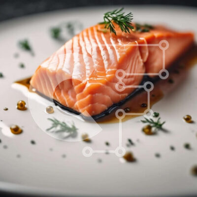 Intra Συλλεκτικό Ξύλινο Παζλ Plywood  4mm - Νόστιμο πιάτο σολομού με σάλτσα και άνηθο Σε Ξύλινο Κουτί - Διαστάσεις: 10x10 cm – 25 κομμάτια - Image 1