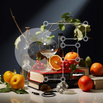 Intra Συλλεκτικό Ξύλινο Παζλ Plywood  4mm - Διάφορα φρούτα, γυάλινα σκεύη και βιβλία Σε Ξύλινο Κουτί - Διαστάσεις: 10x10 cm – 25 κομμάτια - Image 1