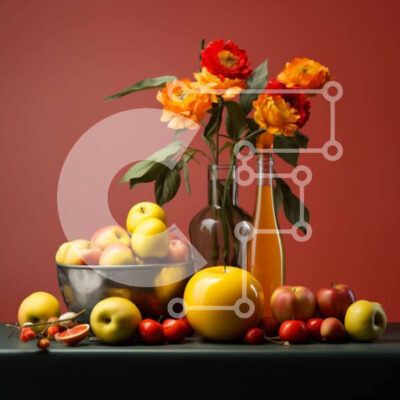 Intra Συλλεκτικό Ξύλινο Παζλ Plywood 4mm - Πολύχρωμα φρούτα και λουλούδια στο τραπέζι Σε Ξύλινο Κουτί - Διαστάσεις: 10x10 cm – 25 κομμάτια - Image 1