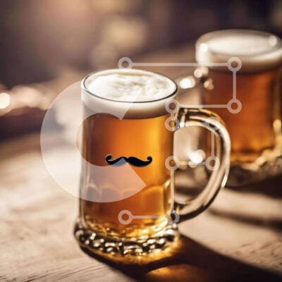 Intra Συλλεκτικό Ξύλινο Παζλ Plywood  4mm - Δύο κούπες μπύρας, η μία με μουστάκι Σε Ξύλινο Κουτί - Διαστάσεις: 10x10 cm – 25 κομμάτια - Image 1