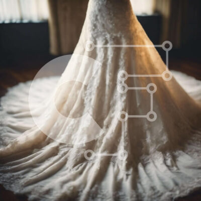 Intra Συλλεκτικό Ξύλινο Παζλ Plywood  4mm - Κοντινό πλάνο ενός νυφικού λευκής δαντέλας Σε Ξύλινο Κουτί - Διαστάσεις: 10x10 cm – 25 κομμάτια - Image 1