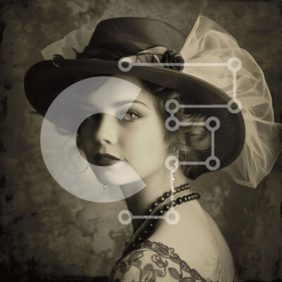 Intra Συλλεκτικό Ξύλινο Παζλ Plywood  4mm - Κομψή γυναίκα με καπέλο και μαργαριτάρια σε στυλ Vintage Σε Ξύλινο Κουτί - Διαστάσεις: 10x10 cm – 25 κομμάτια - Image 1