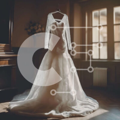 Intra Συλλεκτικό Ξύλινο Παζλ Plywood  4mm - Λευκό νυφικό στην κρεμάστρα με φυτά σε γλάστρες Σε Ξύλινο Κουτί - Διαστάσεις: 10x10 cm – 25 κομμάτια - Image 1