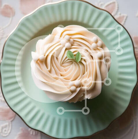 Intra Συλλεκτικό Ξύλινο Παζλ Plywood  4mm - Κομψά διακοσμημένο Cupcake σε πράσινο πιάτο Σε Ξύλινο Κουτί - Διαστάσεις: 10x10 cm – 25 κομμάτια - Image 1