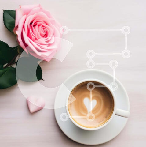 Intra Συλλεκτικό Ξύλινο Παζλ Plywood 4mm - Ρομαντικό φλιτζάνι καφέ με ροζ τριαντάφυλλα Σε Ξύλινο Κουτί - Διαστάσεις: 10x10 cm – 25 κομμάτια - Image 1