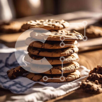 Intra Συλλεκτικό Ξύλινο Παζλ Plywood  4mm - Στοίβα από μπισκότα τσιπ σοκολάτας σε ένα τραπέζι Σε Ξύλινο Κουτί - Διαστάσεις: 10x10 cm – 25 κομμάτια - Image 1