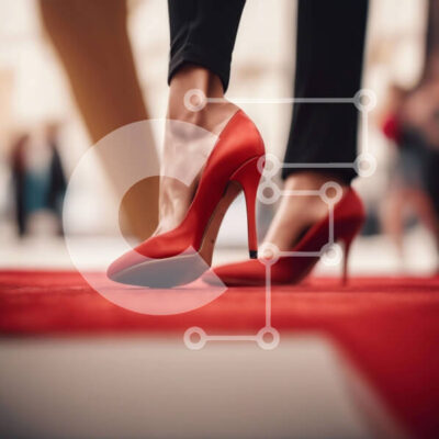 Intra Συλλεκτικό Ξύλινο Παζλ Plywood  4mm - Γυναίκα με κόκκινα ψηλοτάκουνα στο κόκκινο χαλί Σε Ξύλινο Κουτί - Διαστάσεις: 10x10 cm – 25 κομμάτια - Image 1