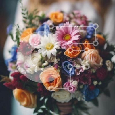 Intra Συλλεκτικό Ξύλινο Παζλ Plywood  4mm - Πολύχρωμη γαμήλια ανθοδέσμη Σε Ξύλινο Κουτί - Διαστάσεις: 10x10 cm – 25 κομμάτια - Image 1