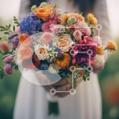 Intra Συλλεκτικό Ξύλινο Παζλ Plywood 4mm - Γυναίκα που κρατά πολύχρωμο μπουκέτο λουλουδιών Σε Ξύλινο Κουτί - Διαστάσεις: 10x10 cm – 25 κομμάτια - Image 1