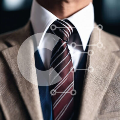 Intra Συλλεκτικό Ξύλινο Παζλ Plywood 4mm - Κοντινή όψη της ανδρικής μαύρης φόρμας και της κόκκινης και λευκής γραβάτας Σε Ξύλινο Κουτί - Διαστάσεις: 10x10 cm – 25 κομμάτια - Image 1