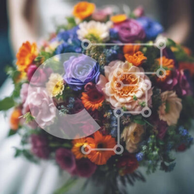 Intra Συλλεκτικό Ξύλινο Παζλ Plywood 4mm - Νύφη που κρατά πολύχρωμο μπουκέτο λουλουδιών Σε Ξύλινο Κουτί - Διαστάσεις: 10x10 cm – 25 κομμάτια - Image 1