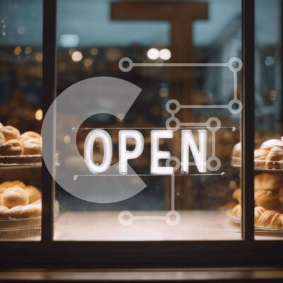 Intra Συλλεκτικό Ξύλινο Παζλ Plywood  4mm - Οθόνη αρτοποιίας με αρτοσκευάσματα και πινακίδα «Ανοιχτό». Σε Ξύλινο Κουτί - Διαστάσεις: 10x10 cm – 25 κομμάτια - Image 1