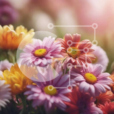 Intra Συλλεκτικό Ξύλινο Παζλ Plywood  4mm - Ζωντανό μπουκέτο από μαργαρίτες, τριαντάφυλλα και γαρύφαλλα Σε Ξύλινο Κουτί - Διαστάσεις: 10x10 cm – 25 κομμάτια - Image 1