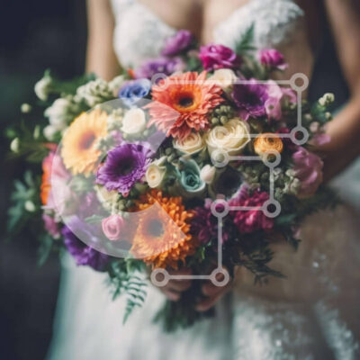 Intra Συλλεκτικό Ξύλινο Παζλ Plywood 4mm - Νύφη που κρατά πολύχρωμο μπουκέτο λουλουδιών Σε Ξύλινο Κουτί - Διαστάσεις: 10x10 cm – 25 κομμάτια - Image 1