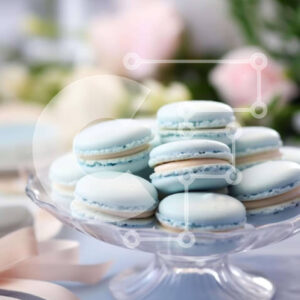 Intra Συλλεκτικό Ξύλινο Παζλ Plywood  4mm - Μπλε αμυγδαλωτά και λουλούδια σε γυάλινο πιάτο Σε Ξύλινο Κουτί - Διαστάσεις: 10x10 cm – 25 κομμάτια