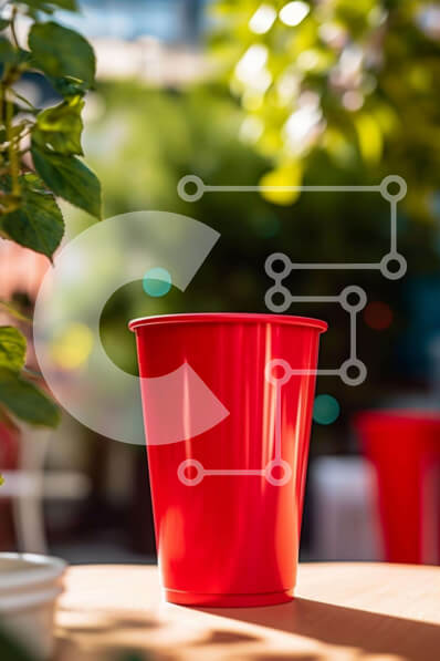 Intra Συλλεκτικό Ξύλινο Παζλ Plywood  4mm - Κόκκινο πλαστικό κύπελλο σκηνή στη φύση Σε Ξύλινο Κουτί - Διαστάσεις: 10x10 cm – 25 κομμάτια