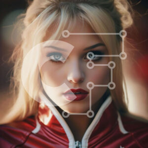 Intra Συλλεκτικό Ξύλινο Παζλ Plywood  4mm - Όμορφη ξανθιά γυναίκα με μπλε μάτια και κόκκινο κραγιόν Σε Ξύλινο Κουτί - Διαστάσεις: 10x10 cm – 25 κομμάτια