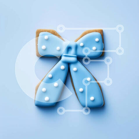 Intra Συλλεκτικό Ξύλινο Παζλ Plywood 4mm - Μπλε μπισκότο με λευκό φιόγκο πουά Σε Ξύλινο Κουτί - Διαστάσεις: 10x10 cm – 25 κομμάτια - Image 1