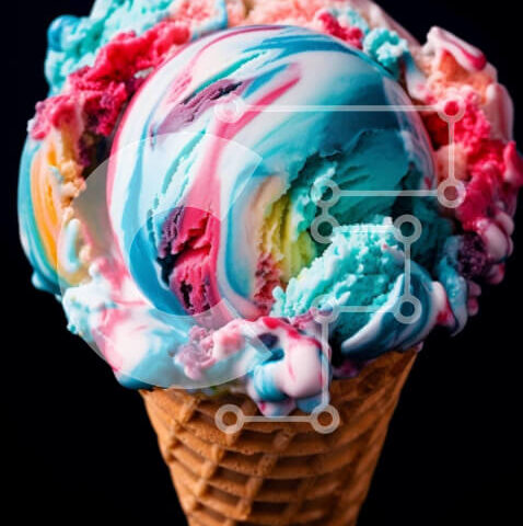 Intra Συλλεκτικό Ξύλινο Παζλ Plywood 4mm - Πολύχρωμο χωνάκι παγωτού σε μαύρο φόντο Σε Ξύλινο Κουτί - Διαστάσεις: 10x10 cm – 25 κομμάτια - Image 1