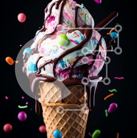 Intra Συλλεκτικό Ξύλινο Παζλ Plywood  4mm - Πολύχρωμο χωνάκι βάφλα παγωτού Σε Ξύλινο Κουτί - Διαστάσεις: 10x10 cm – 25 κομμάτια - Image 1