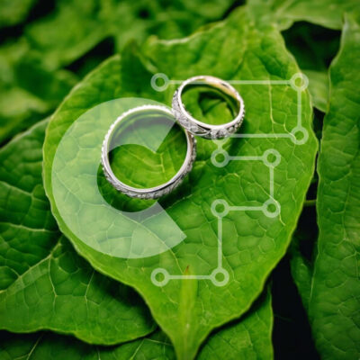 Intra Συλλεκτικό Ξύλινο Παζλ Plywood  4mm - Δύο βέρες σε πράσινο φύλλο Σε Ξύλινο Κουτί - Διαστάσεις: 10x10 cm – 25 κομμάτια - Image 1