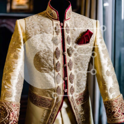 Intra Συλλεκτικό Ξύλινο Παζλ Plywood  4mm - Ινδικό μπουφάν γάμου με χρυσό και κόκκινο ύφασμα Σε Ξύλινο Κουτί - Διαστάσεις: 10x10 cm – 25 κομμάτια - Image 1