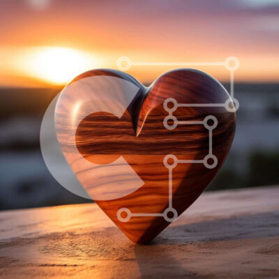 Intra Συλλεκτικό Ξύλινο Παζλ Plywood  4mm - Ξύλινο γλυπτό καρδιάς στο ηλιοβασίλεμα Σε Ξύλινο Κουτί - Διαστάσεις: 10x10 cm – 25 κομμάτια - Image 1